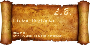 Licker Boglárka névjegykártya